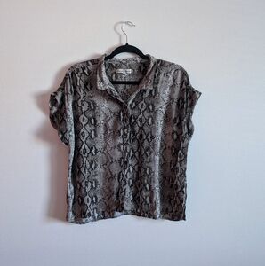 Alexander Jordan Snake Print Crop Casual Button Up